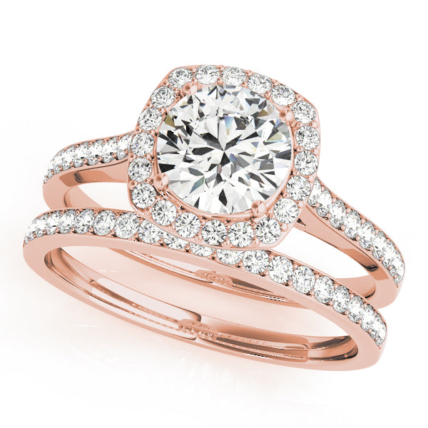 18K Rose Gold 1.33ctw Round Diamond Halo Ring