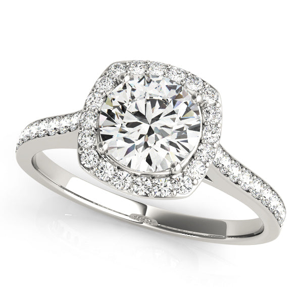 Platinum 1 CT Diamond Halo Engagement Ring