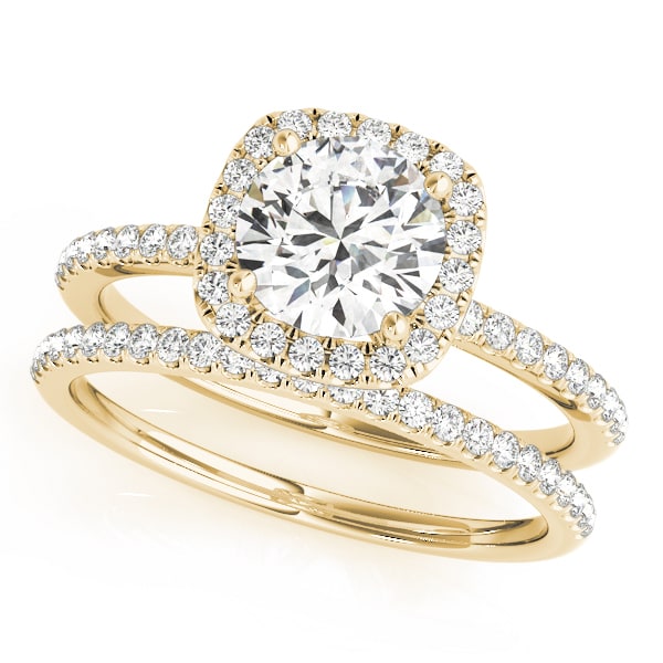 18K Yellow Gold 1 1/5 ct tw Halo Diamond Engagement Ring