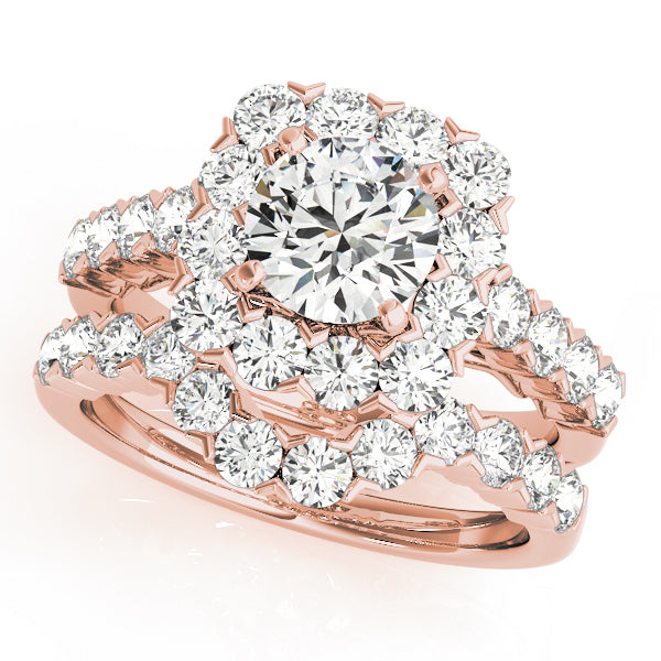 18K Rose Gold 2.25 ctw Diamond Halo Engagement Ring