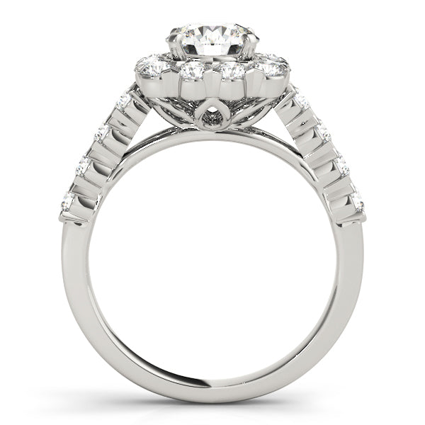 14K White Gold Round Diamond Engagement Ring Halo