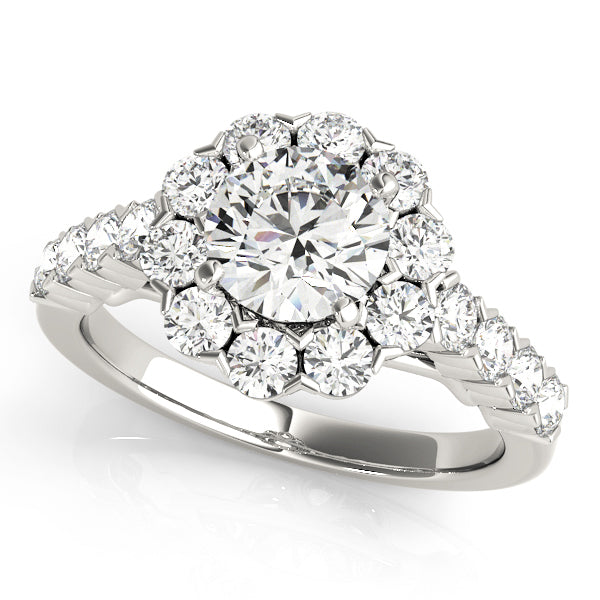 Round Diamond Halo Engagement Ring in Premium Setting