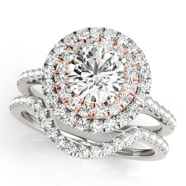 18K Rose Gold 1 CT Diamond Halo Engagement Ring