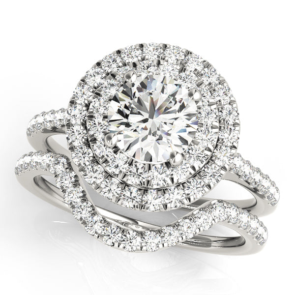 Platinum 1 CT Diamond Halo Engagement Ring