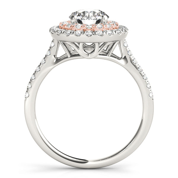 18K Rose Gold 1 CT Diamond Halo Engagement Ring