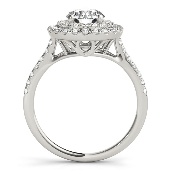 18K White Gold Round Diamond Halo Engagement Ring