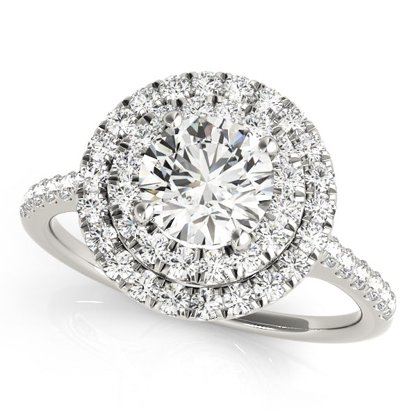 Platinum 1 CT Diamond Halo Engagement Ring