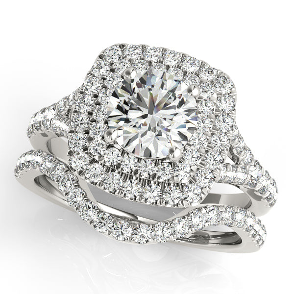 Platinum 1.5 ctw Round Diamond Halo Engagement Ring