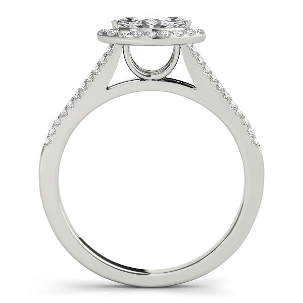 14K White Gold 1.33ctw Marquise Diamond Halo Ring