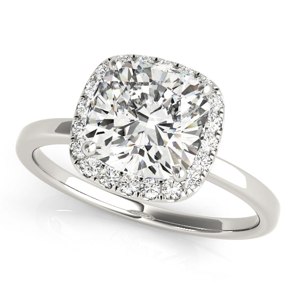 18K White Gold Cushion Diamond Halo Ring