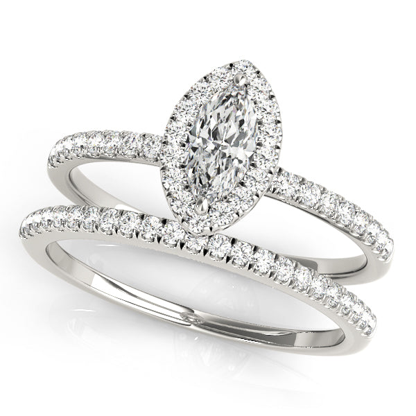 1.0 CT Marquise Diamond Halo Engagement Ring