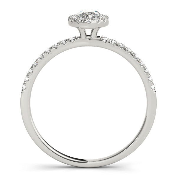 18K White Gold 1 ct Marquise Diamond Halo Ring