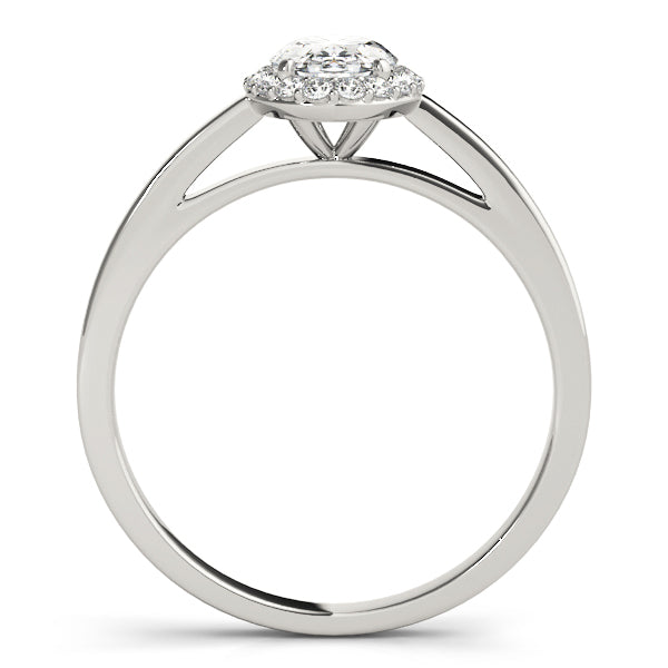 14K White Gold Oval Diamond Halo Engagement Ring