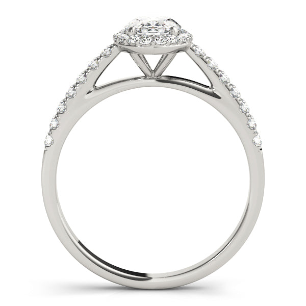 Platinum Oval Diamond Halo Engagement Ring 1/3 ctw