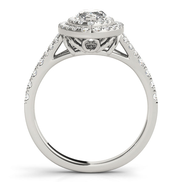 14K White Gold Marquise Diamond Halo Ring