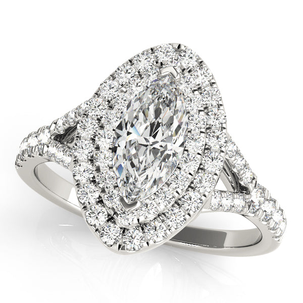 14K White Gold Marquise Diamond Halo Ring