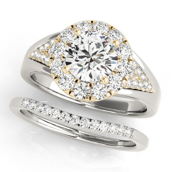 14K Yellow Gold 1 CT Diamond Halo Engagement Ring