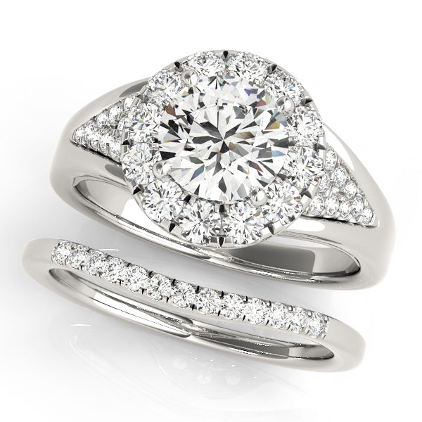 1 CT Round Diamond Halo Engagement Ring