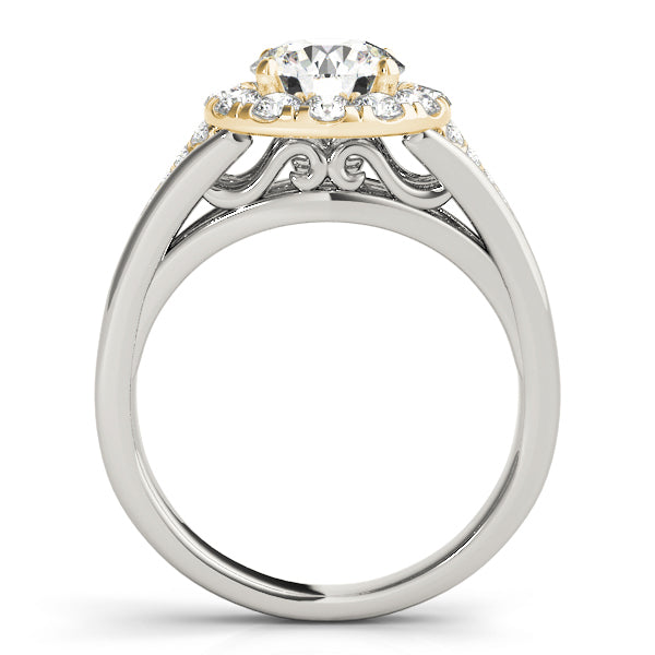 18K Yellow Gold Round Diamond Halo Engagement Ring