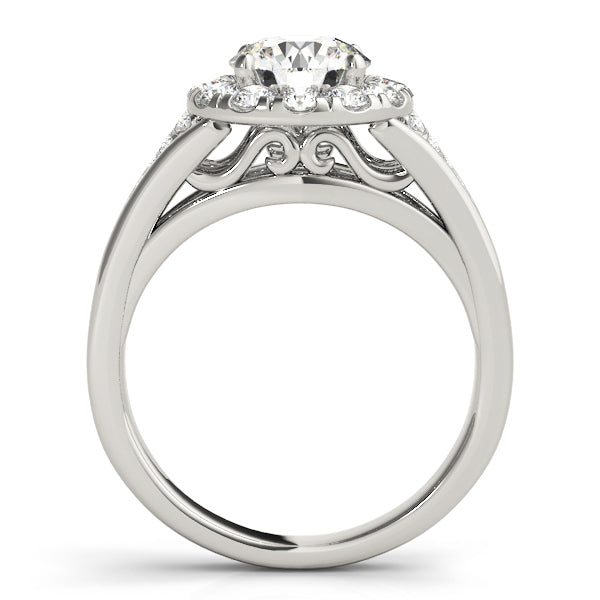 1 CT Round Diamond Halo Engagement Ring