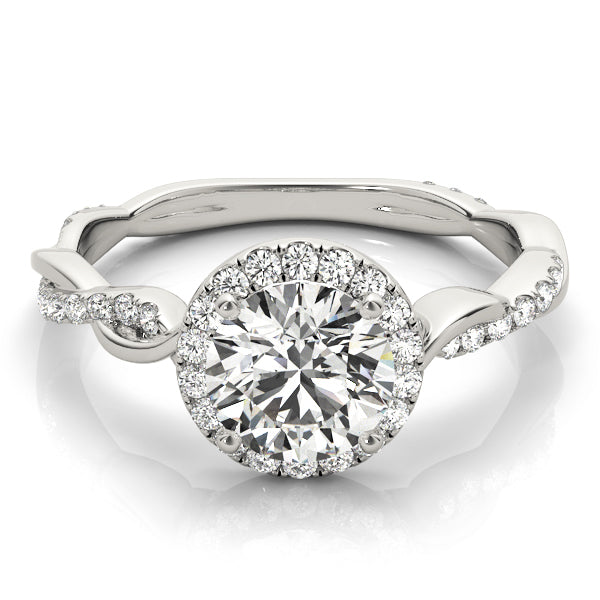 Platinum 1.33ctw Round Diamond Halo Engagement Ring
