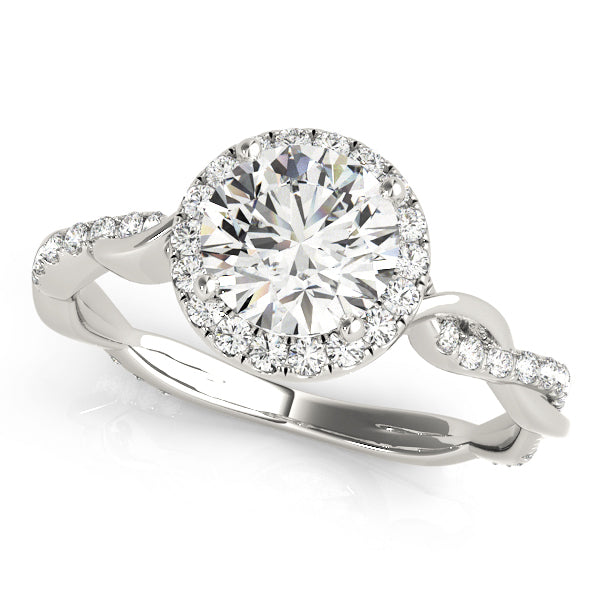 18K White Gold 1.33ctw Round Diamond Halo Ring