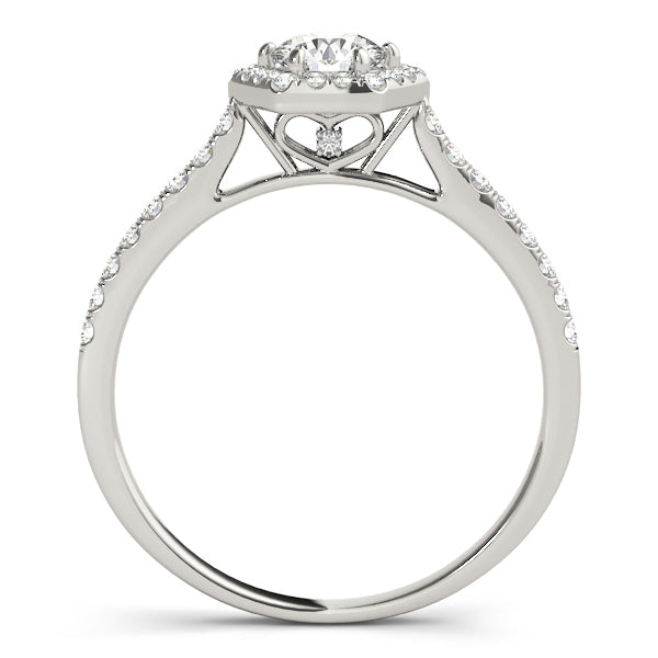 18K White Gold Round Diamond Halo Engagement Ring