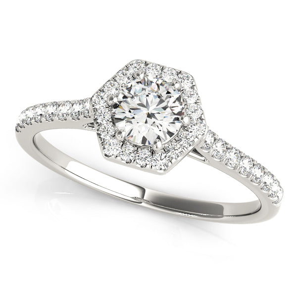 Platinum 1/2 CT Round Diamond Halo Engagement Ring