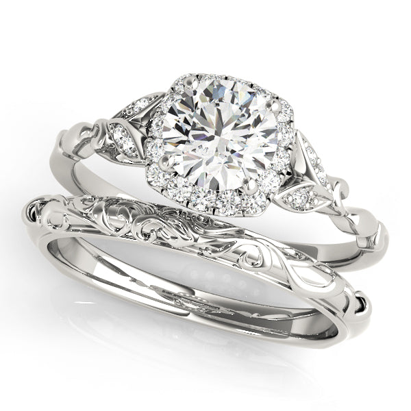 Platinum 1 CT Round Diamond Halo Engagement Ring