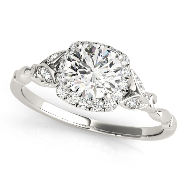 18K White Gold 1 CT Diamond Halo Engagement Ring
