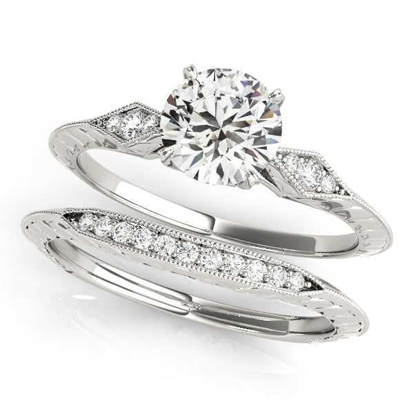 Platinum Vintage 5/8 CT Round Diamond Engagement Ring