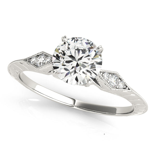 18K White Gold Vintage Diamond Engagement Ring