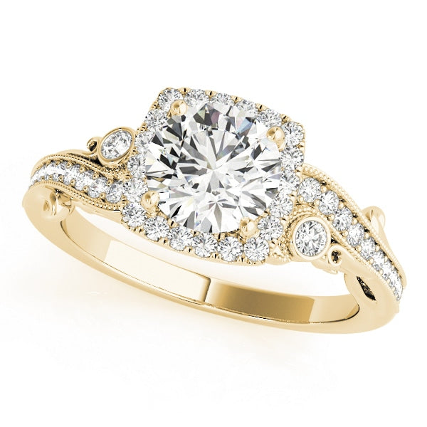 18K Yellow Gold 1 1/3 ct tw Halo Diamond Engagement Ring