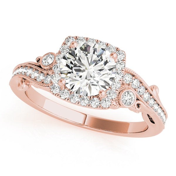 14K Rose Gold 1 1/3 ct tw Halo Diamond Engagement Ring