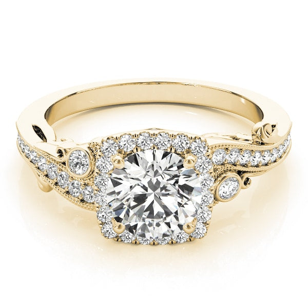 14K Yellow Gold 1 1/3 ct tw Halo Diamond Engagement Ring