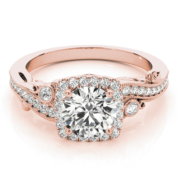 14K Rose Gold 1 1/3 ct tw Halo Diamond Engagement Ring