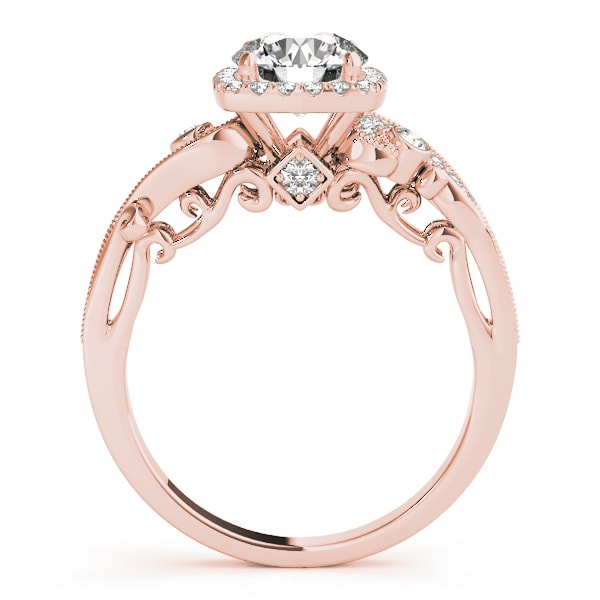 14K Rose Gold 1 1/3 ct tw Halo Diamond Engagement Ring