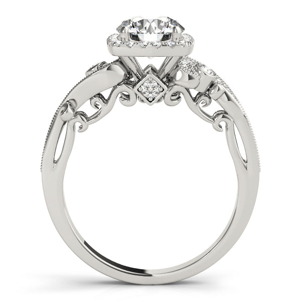 Platinum 1.33ctw Round Diamond Halo Engagement Ring