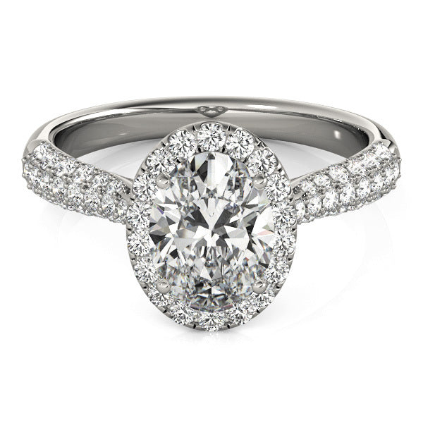 18K White Gold 0.5 CT Diamond Oval Halo Ring