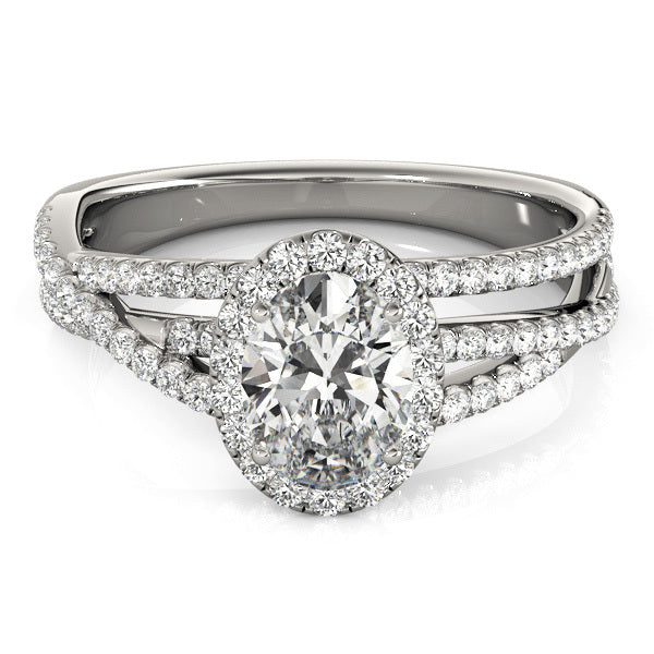 Platinum White Diamond Halo Engagement Ring