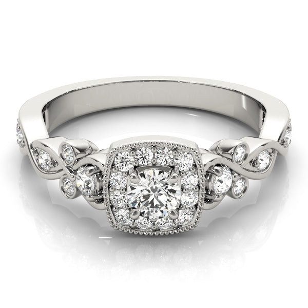 Platinum 1.5 ctw Round Diamond Halo Engagement Ring