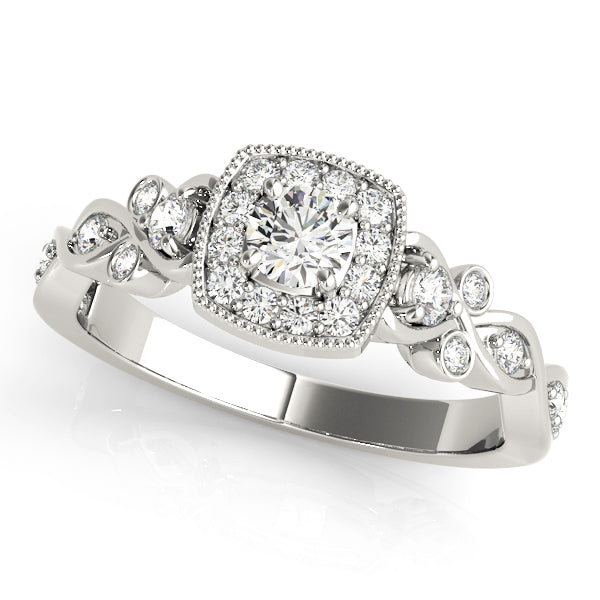 Platinum 1.5 ctw Round Diamond Halo Engagement Ring