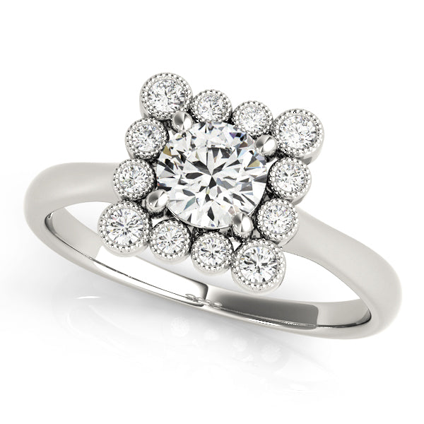 18K White Gold 1 ct Diamond Halo Engagement Ring