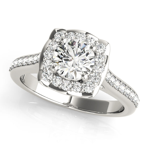18K White Gold 1.33ctw Diamond Halo Engagement Ring