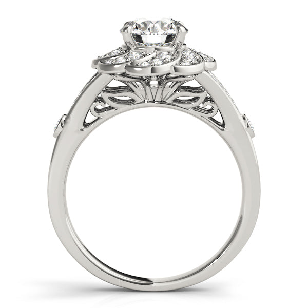 Platinum 1.25 ctw Round Diamond Halo Engagement Ring