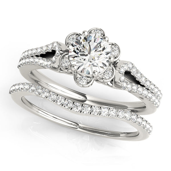 14K White Gold Round Diamond Halo Ring