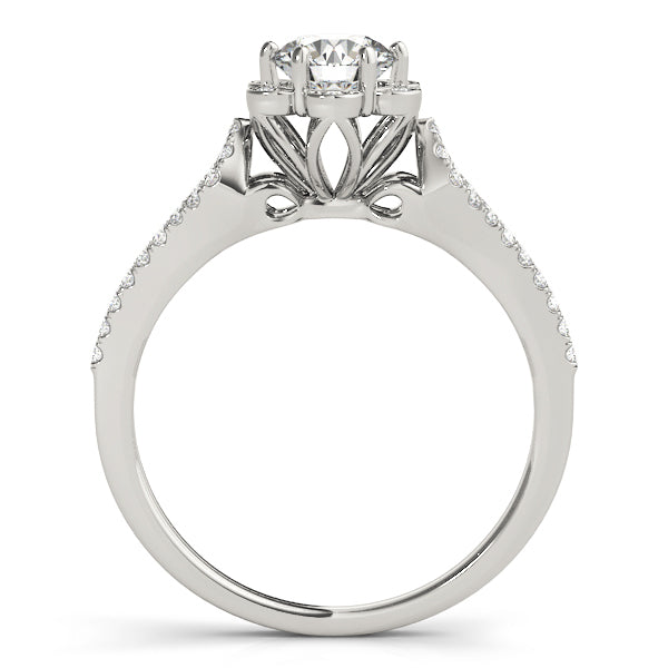 14K White Gold Round Diamond Halo Ring