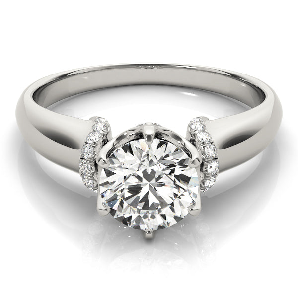 18K White Gold Round Diamond Vintage Ring