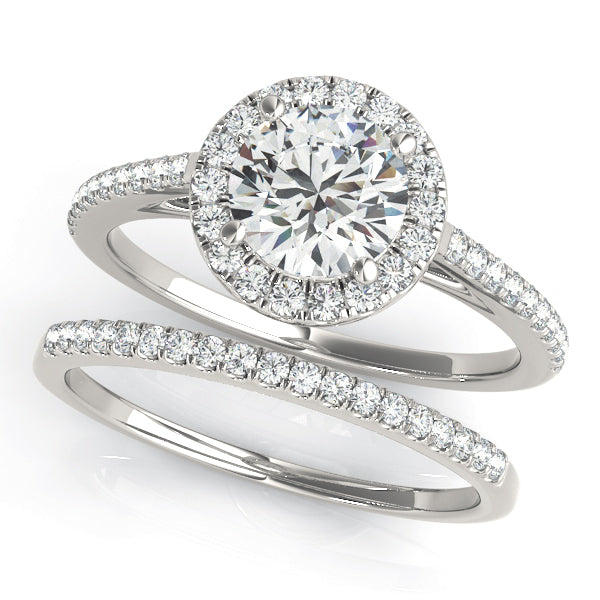 Platinum 1 CT Diamond Halo Engagement Ring