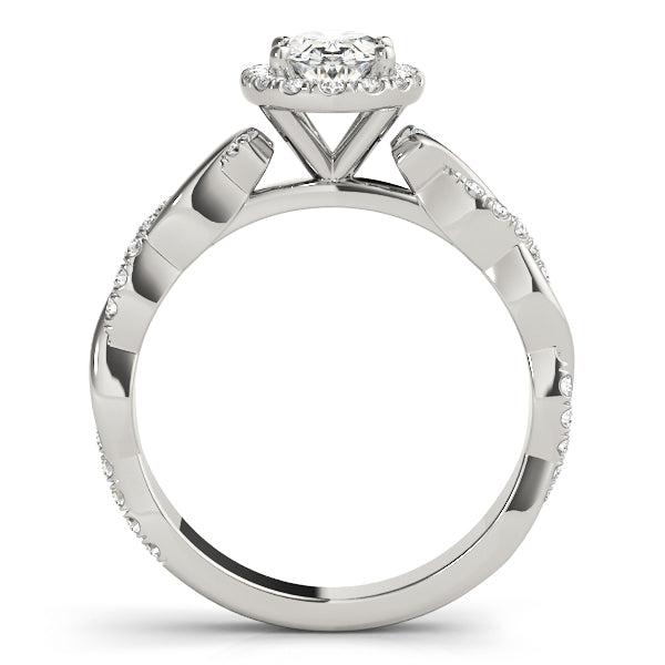 18K White Gold Oval Diamond Halo Engagement Ring